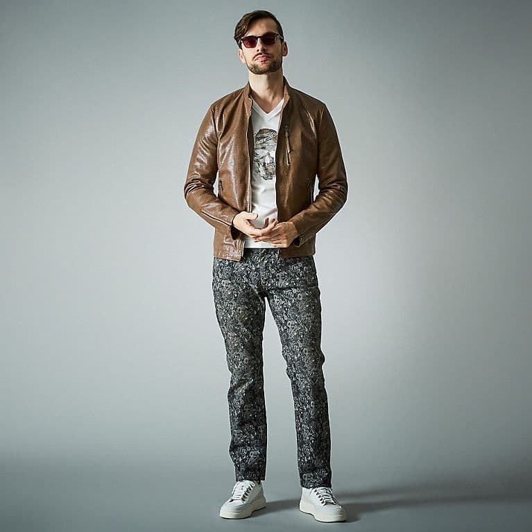 EPOCA PRIMA COLLECTION 型押しシングルライダースブルゾン