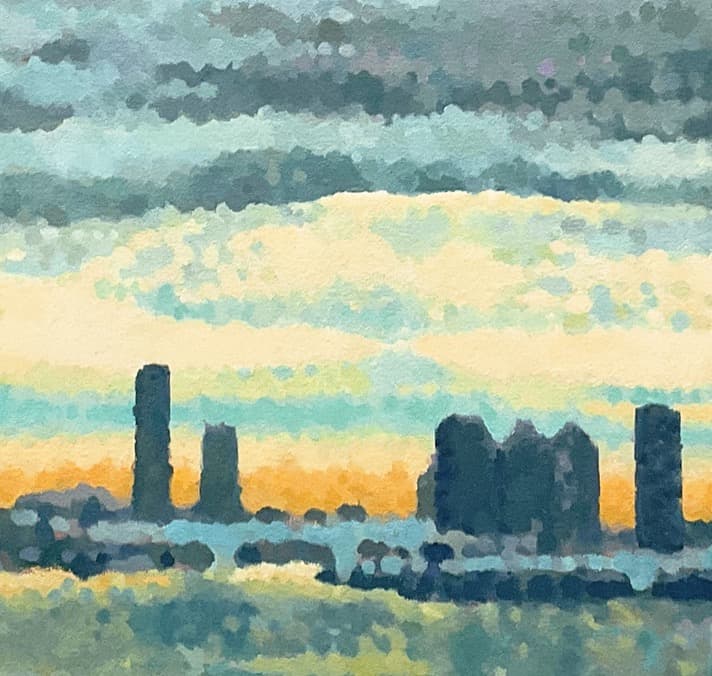 絵画701 油絵/風景/東京/東京湾/空/　S12号