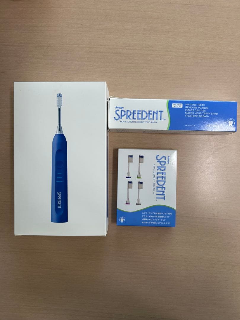 お買い得品！アムウェイスプリーデント音波振動 ハブラシ替えフッ素歯磨き粉セット
