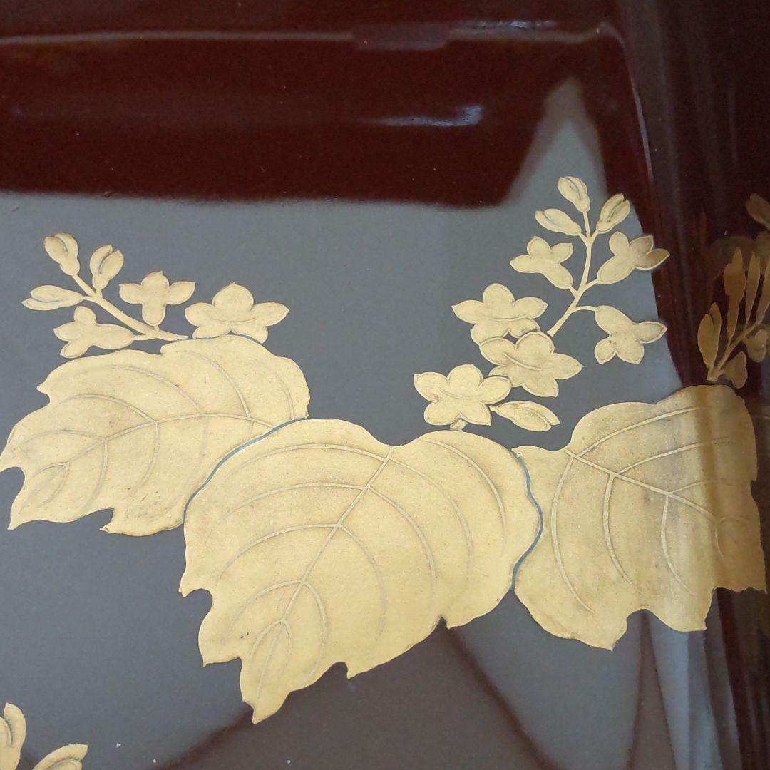 蒔絵盆【踊り桐蒔絵】江戸時代　孫六作　二枚組　共箱【時代物】【希少品】【古美術】