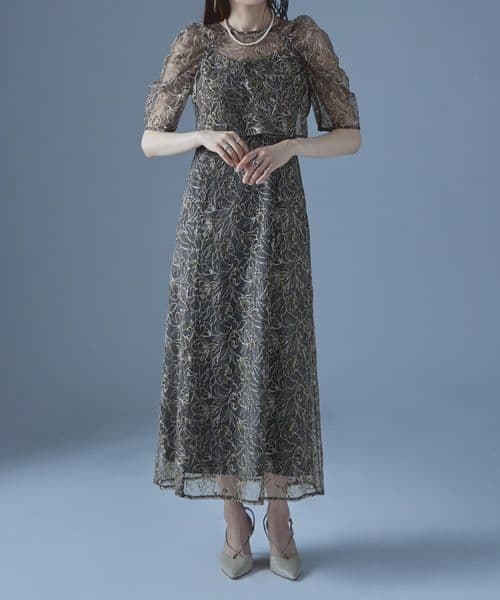 【etoll.】刺繍レースレイヤードドレス 結婚式 オケージョン