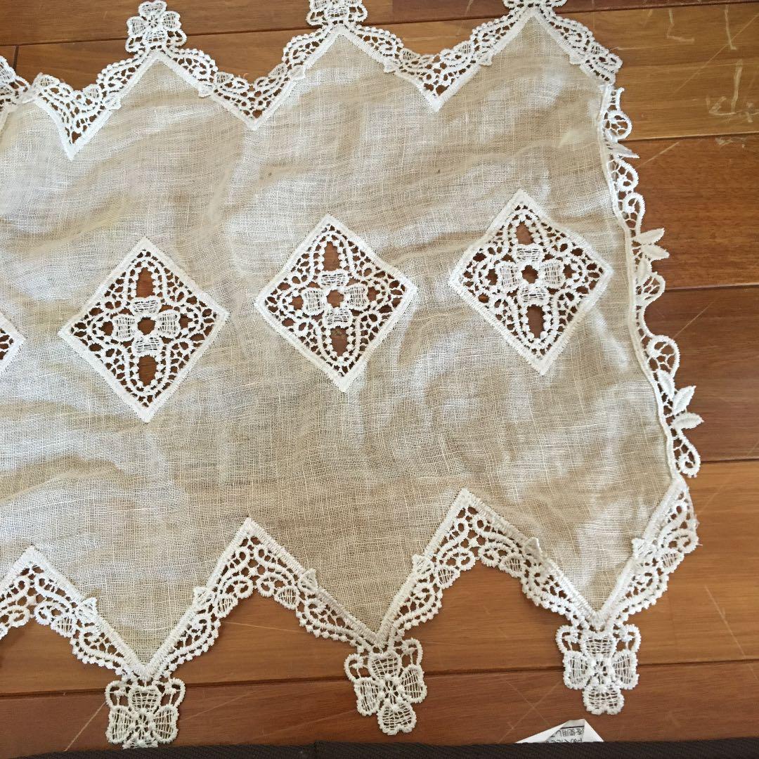 レース　テーブルセンター　ベルギーレース　アンティーク  刺繍クロス
