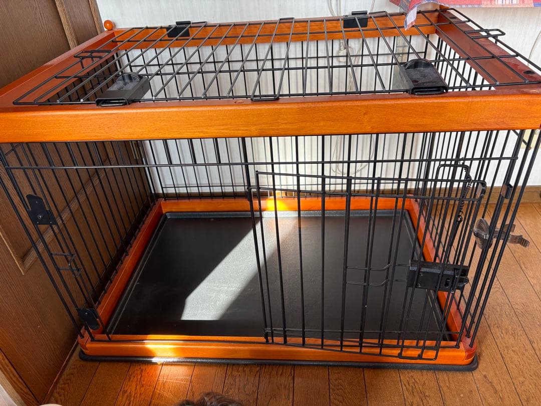 犬用ケージ 金属と木製 取り外し可能トレイ