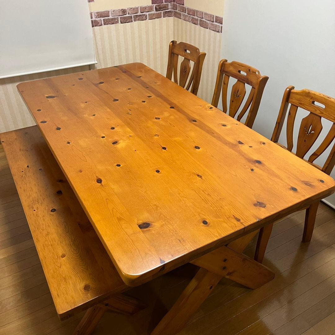 【本日に限りこちらの価格です】天然木パイン材ダイニングテーブルセット(6人用)