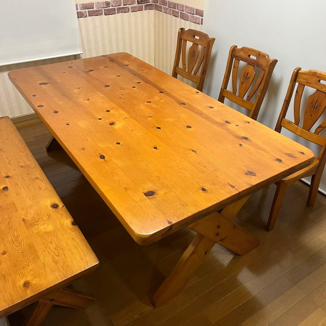 【本日に限りこちらの価格です】天然木パイン材ダイニングテーブルセット(6人用)