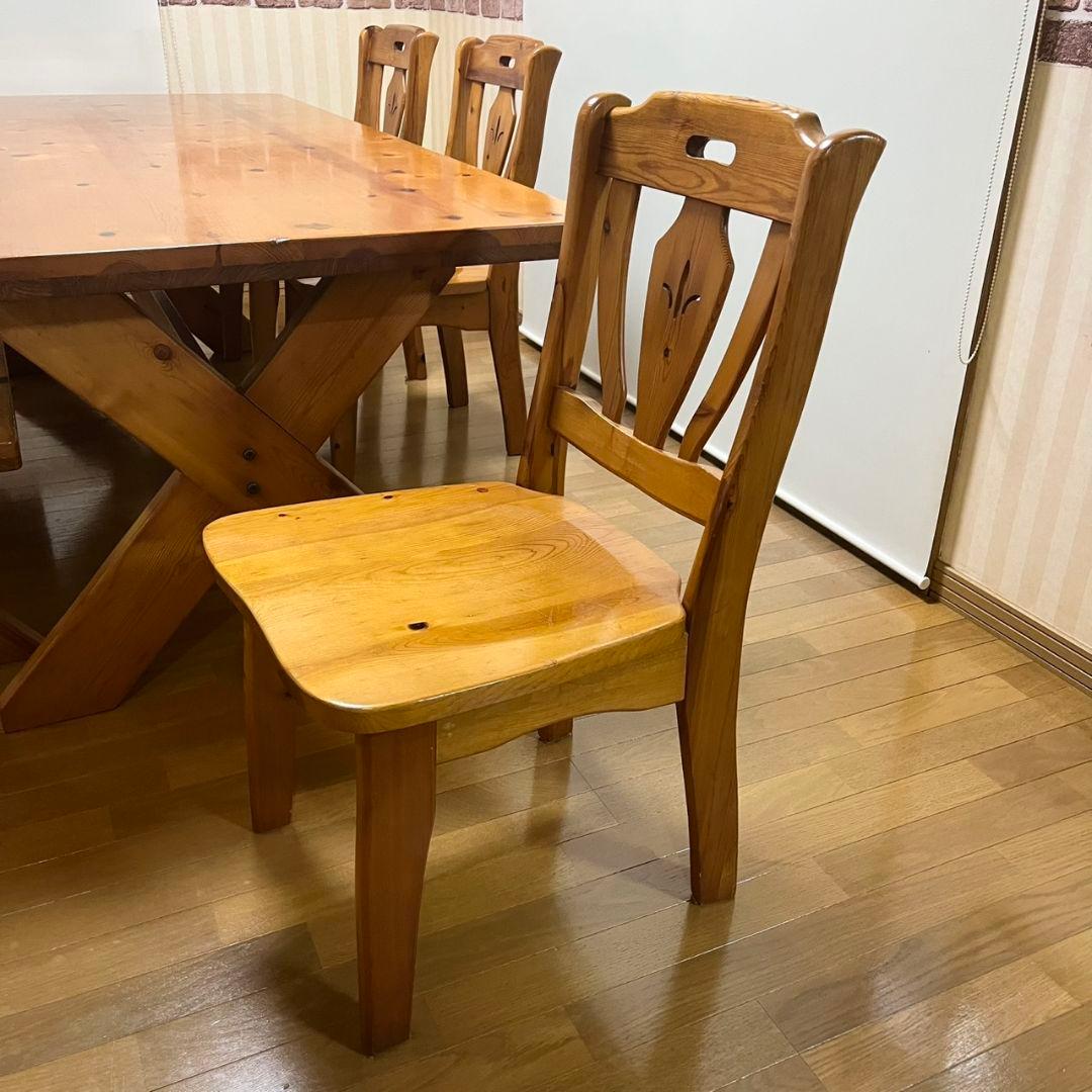 【本日に限りこちらの価格です】天然木パイン材ダイニングテーブルセット(6人用)