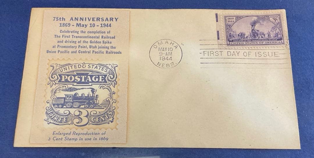 1944年 米国初日カバー 額装 Franklin Mint系 汽車銀色