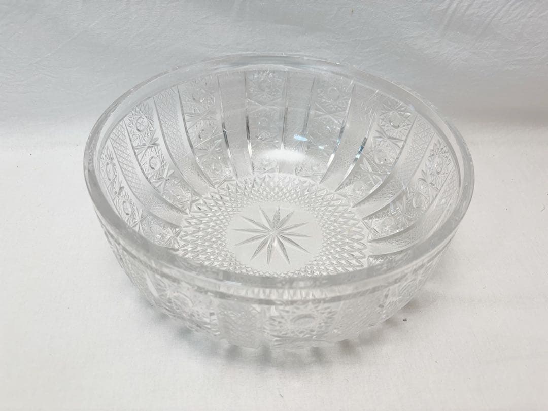 未使用 茶道具 ギャマン平水指 義山水指 替蓋付 クリスタル ガラス 水指 木箱