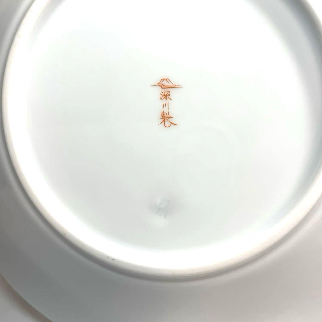 深川製磁 金彩紅白梅 鳳凰陽刻盛鉢 十二方割 飾皿