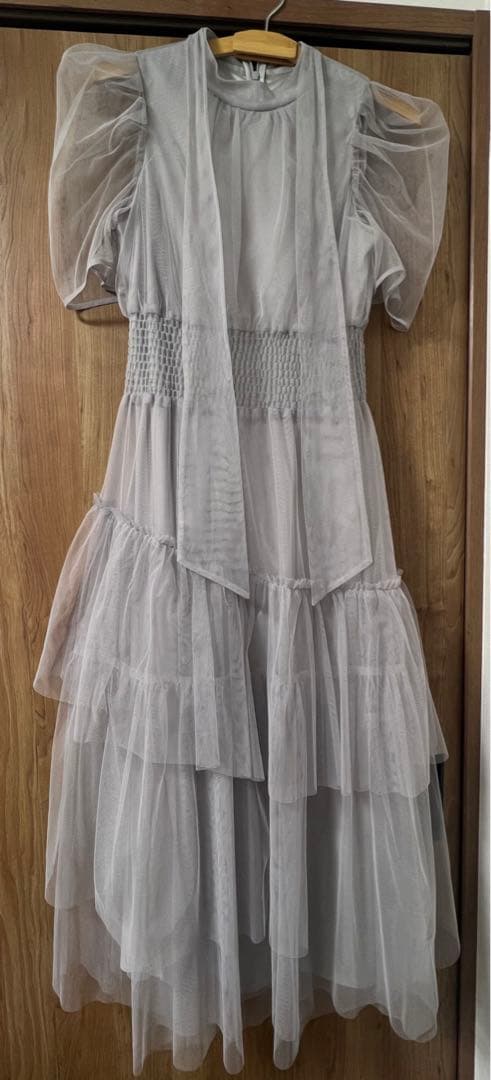 furfur ハーフスリーブチュールドレス　GRY