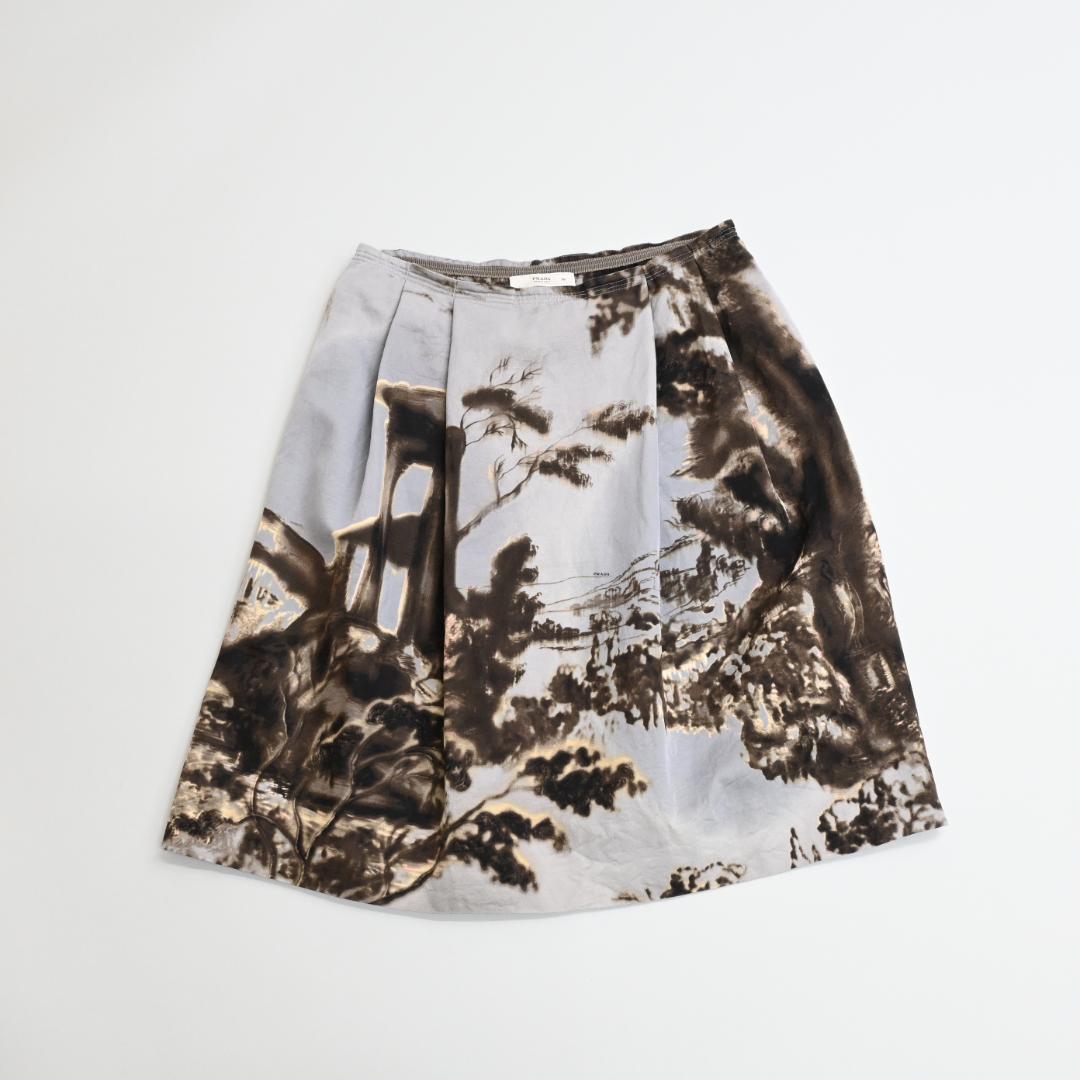 ■ 46242★夏 PRADA プラダ スカート グレー 風景柄 38