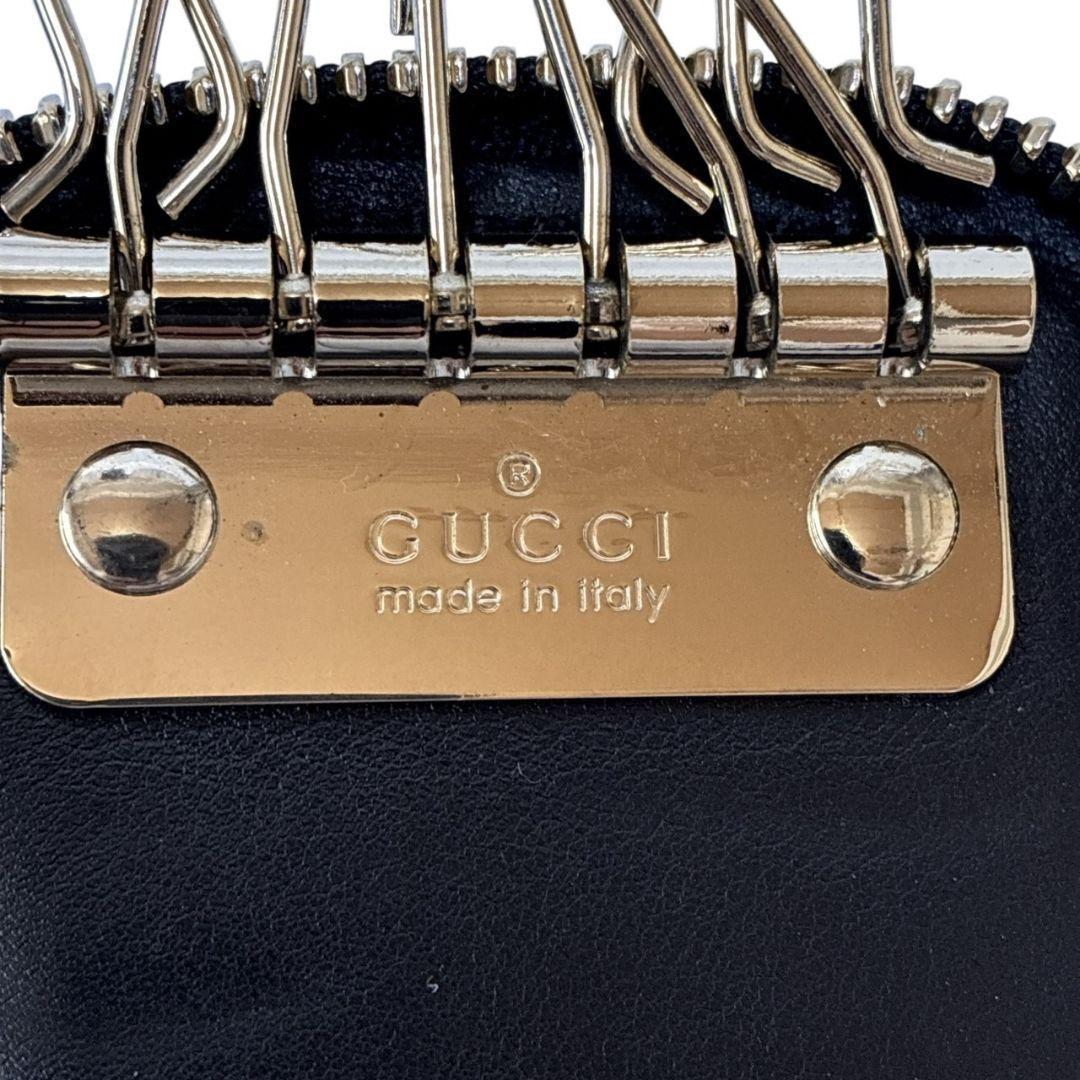 【美品】GUCCI グッチ 6連キーケース マイクログッチシマ 鍵 カード 黒