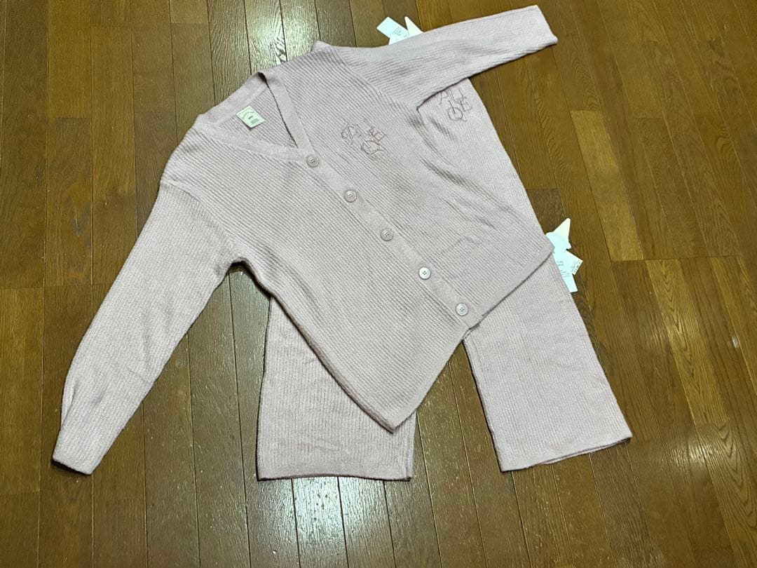 ジェラートピケ　カーディガンとズボンのセットアップ　薄いピンク