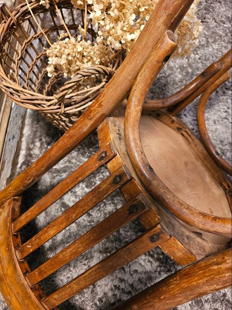 フランス　アンティーク　カフェチェアC　【送料込み】