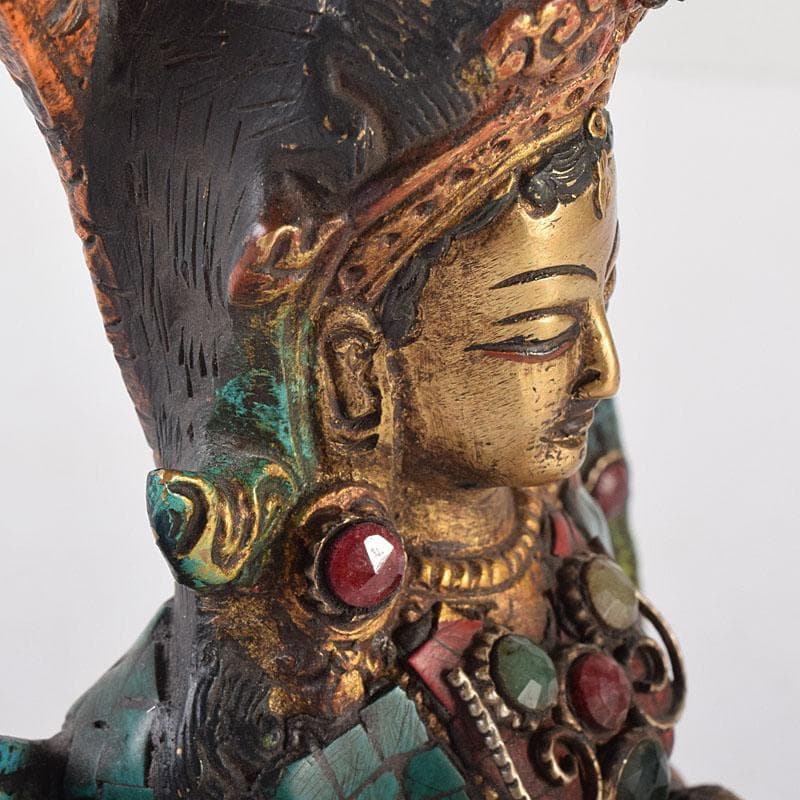 仏教美術　古銅鍍金彩色　彩繪描金嵌寶石　チベット仏　仏像　置物　V　8118