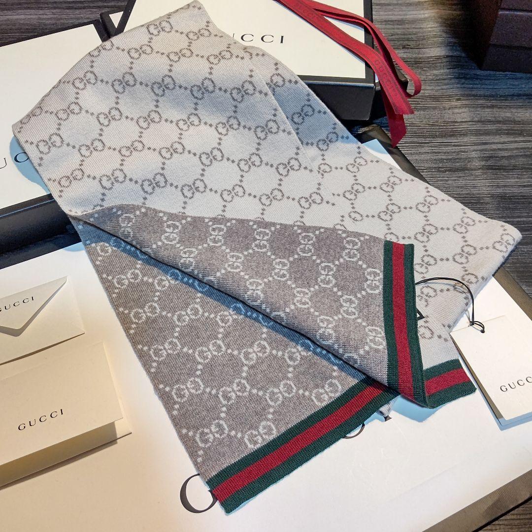 ❤美品箱付き❤GUCCI マフラー ストール スカーフ❤ホワイト&ベージュ❤