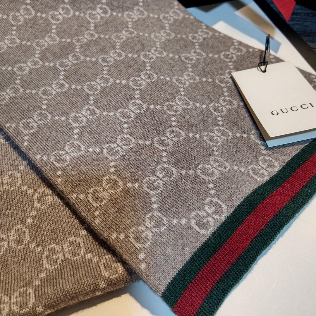 ❤美品箱付き❤GUCCI マフラー ストール スカーフ❤ホワイト&ベージュ❤