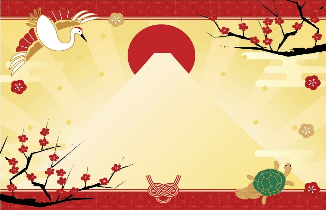 背景布【お正月F】サンプル　年賀状、ペット、子供撮影用　梅　和柄　門松　しめ縄