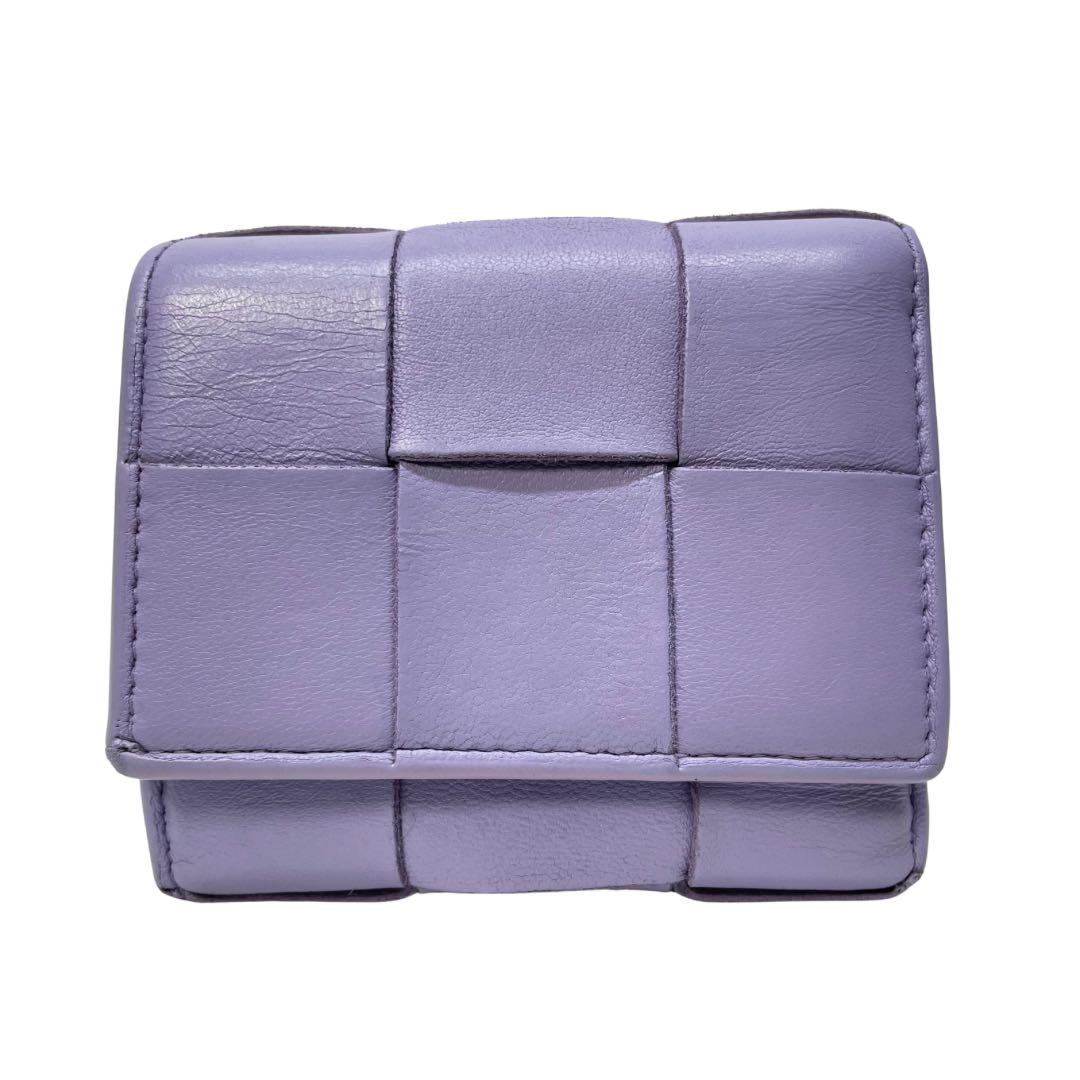 2978 ボッテガヴェネタ 三つ折り財布 カセット マキシ パープル レザー