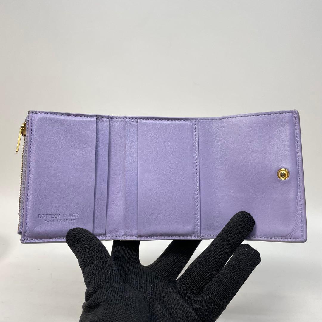 2978 ボッテガヴェネタ 三つ折り財布 カセット マキシ パープル レザー