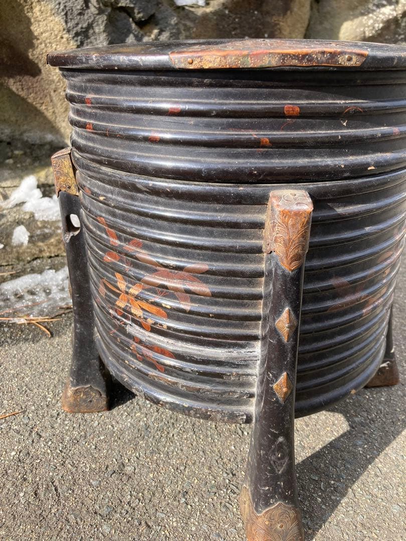 アイヌ　シントコ　行器　漆工 北海道　木製漆塗