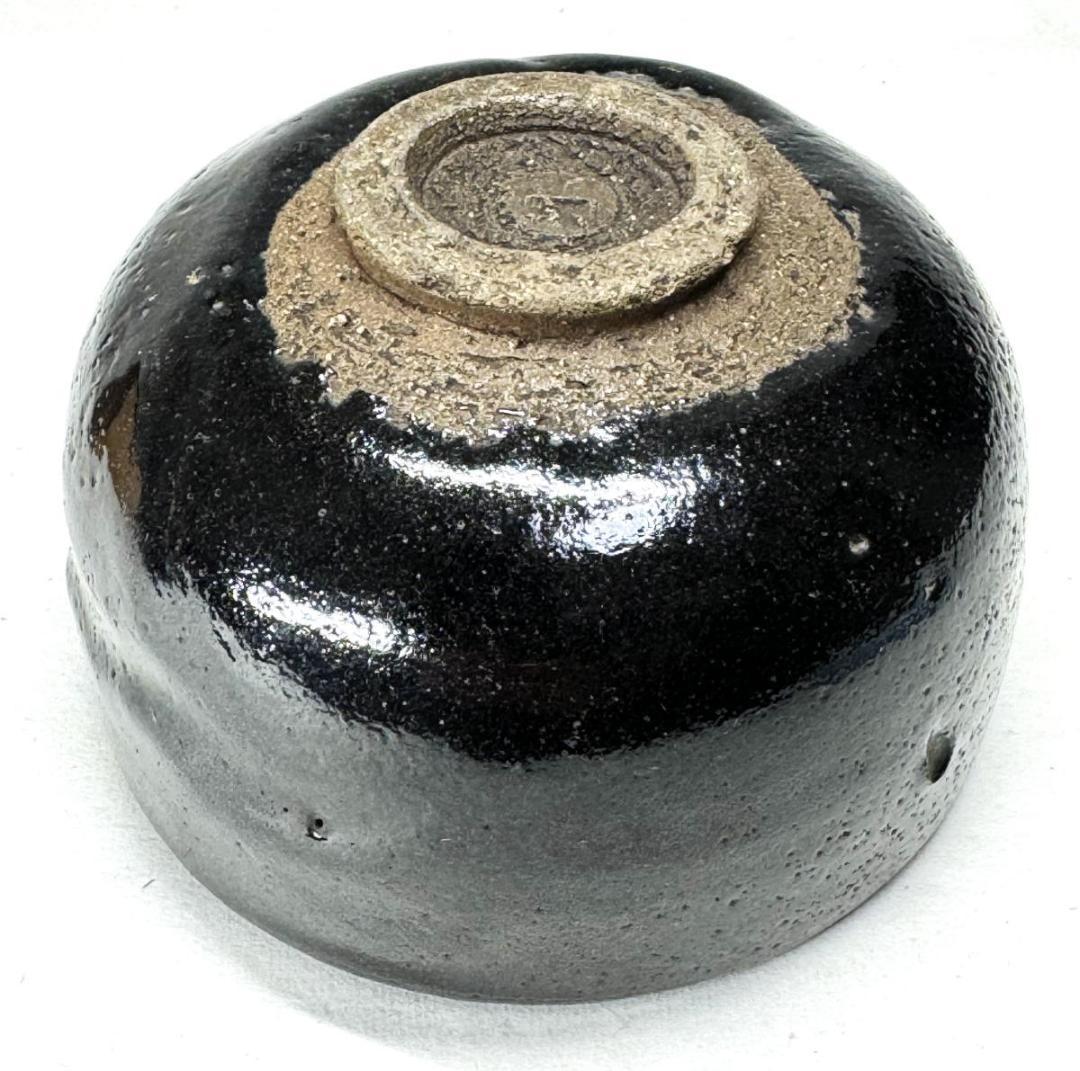 江戸時代後期 紫野焼 鶴亭 黒楽茶碗 共箱 時代物 古美術 茶碗 WWTT066