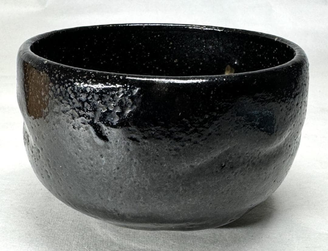 江戸時代後期 紫野焼 鶴亭 黒楽茶碗 共箱 時代物 古美術 茶碗 WWTT066