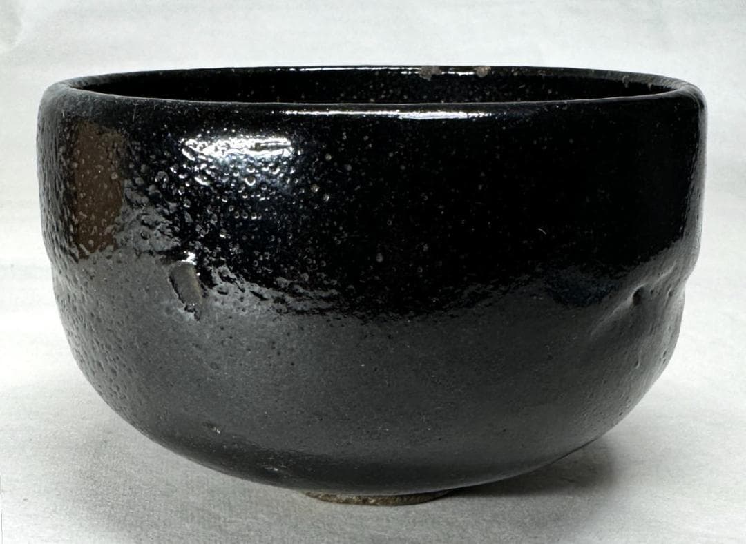 江戸時代後期 紫野焼 鶴亭 黒楽茶碗 共箱 時代物 古美術 茶碗 WWTT066
