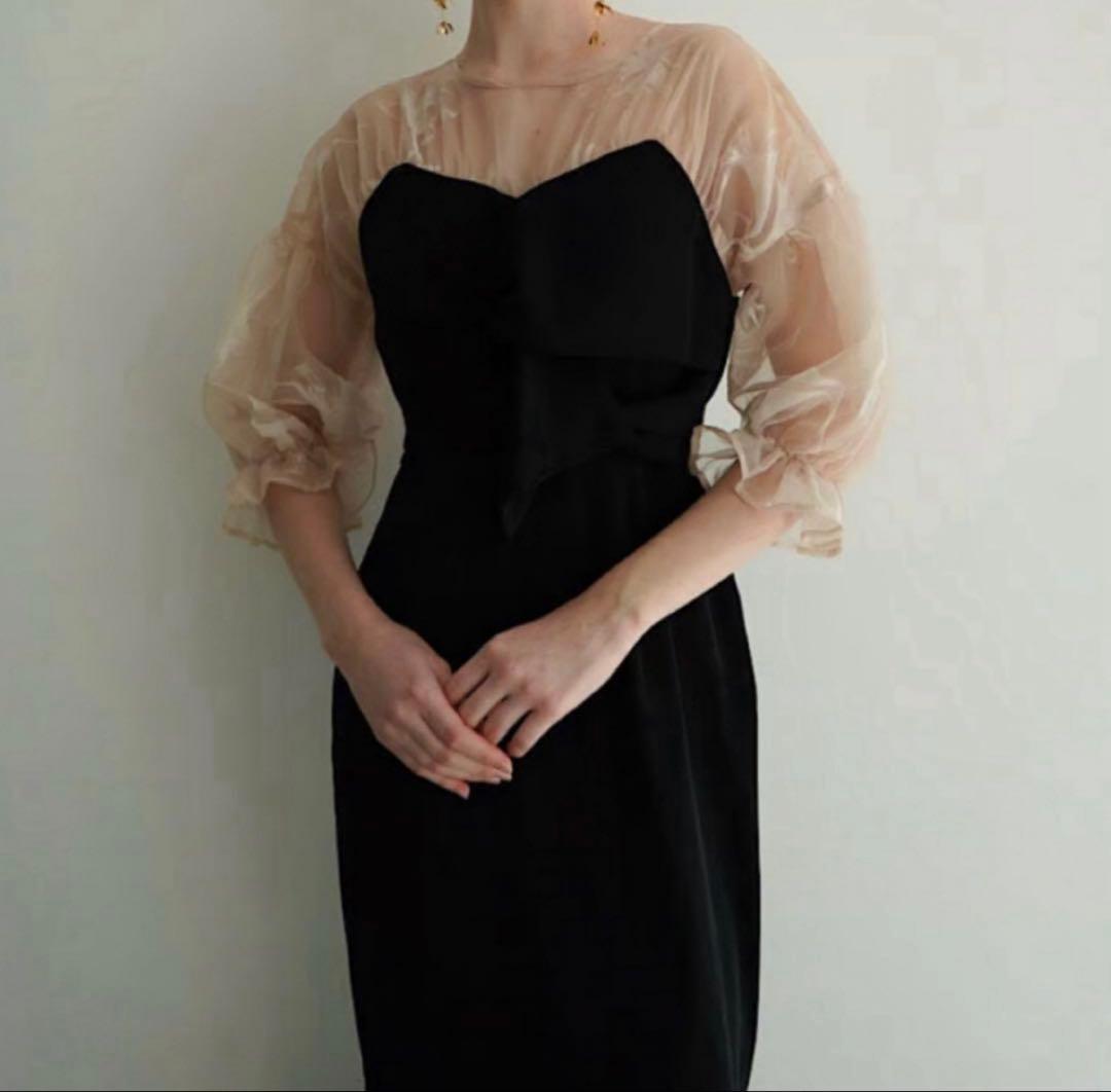 Acka. sheer puff dress (black)サイズ1