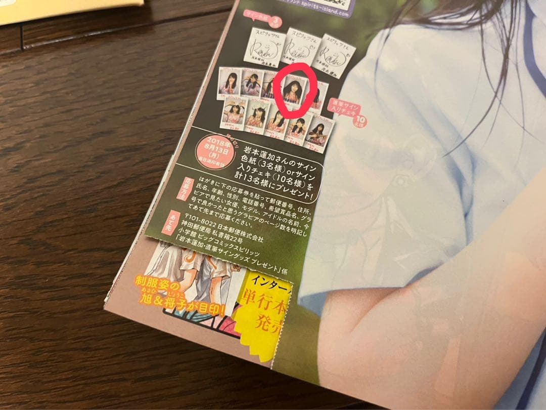 【希少】岩本蓮加 初巻頭グラビア スピリッツ 直筆サイン入りチェキ 乃木坂46