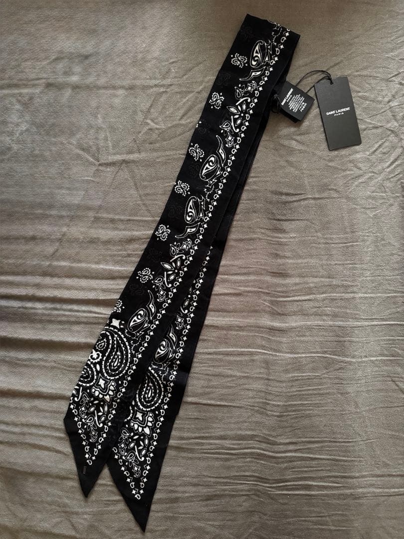 正規品本物 SAINT LAURENT サンローラン バンダナ スカーフ 黒