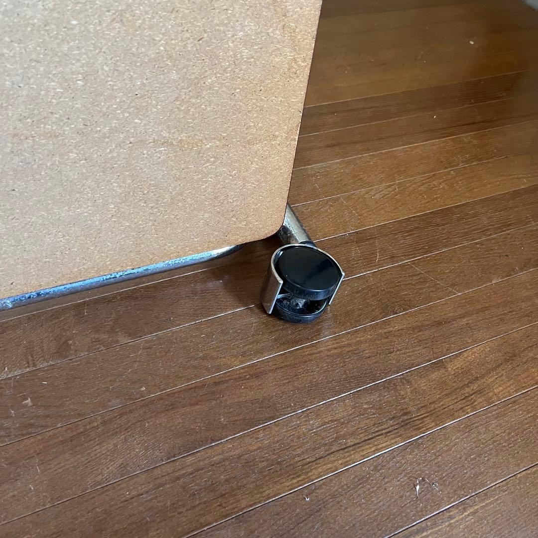 【アンティーク】アイアンフレーム ガラステーブル サイドテーブル キャスター付き