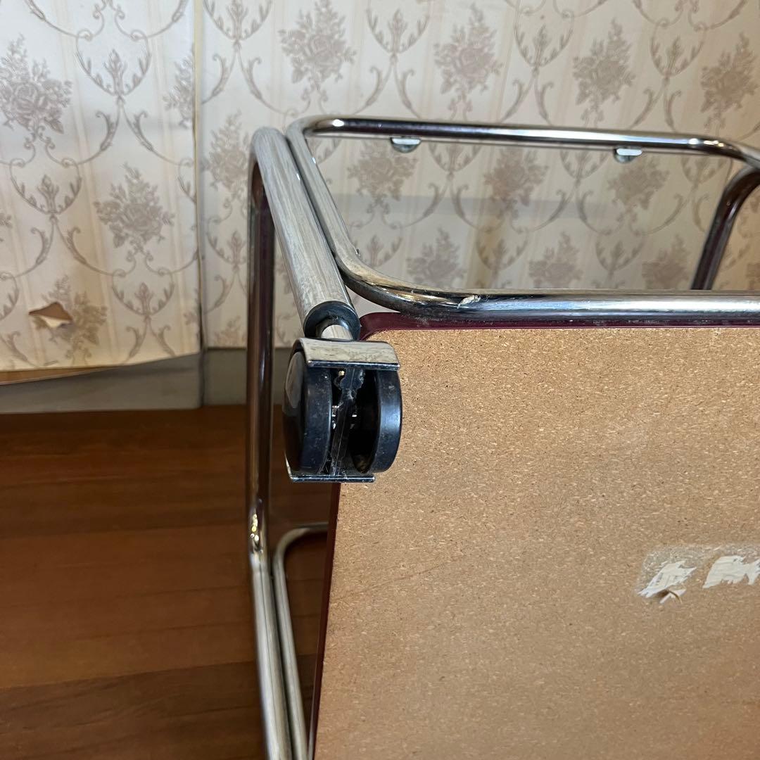 【アンティーク】アイアンフレーム ガラステーブル サイドテーブル キャスター付き