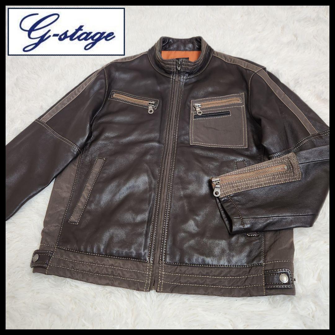 【本革】g-stage 羊革 レザー シングル ライダースジャケット
