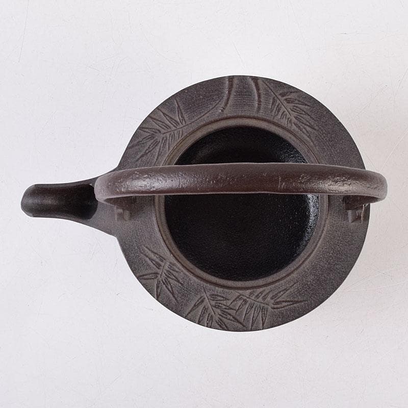 茶道具　人間国宝　釜師　高橋敬典作　竹文　銚子　陶器蓋付　共布共箱　MR9017