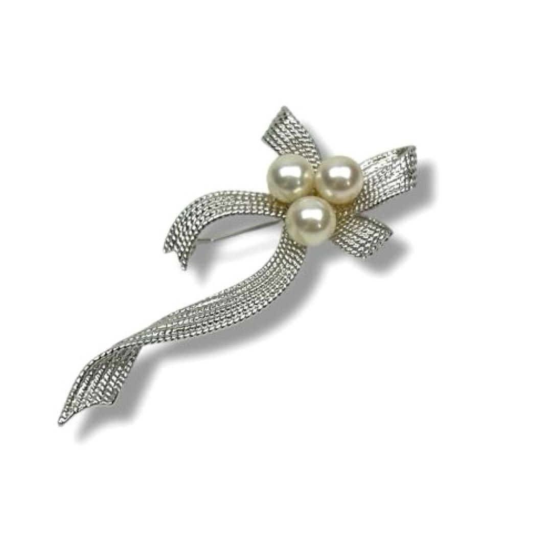 田崎真珠 TASAKI タサキ パール リボン ブローチ