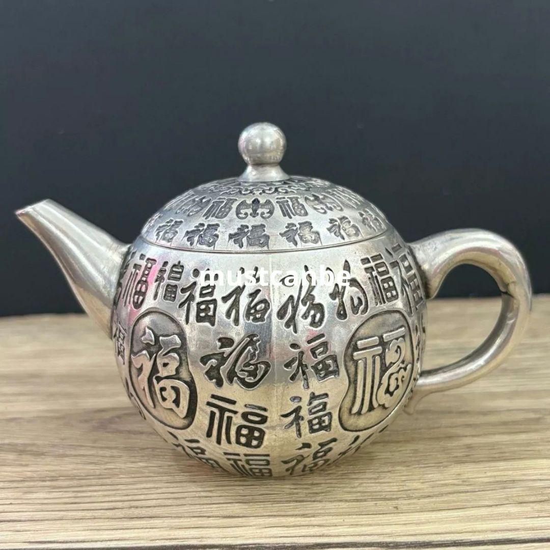 銅器 茶壺 百福茶壺 茶道具 煎茶器 装飾品 工芸品 置物