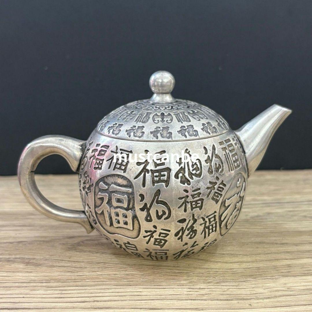 銅器 茶壺 百福茶壺 茶道具 煎茶器 装飾品 工芸品 置物