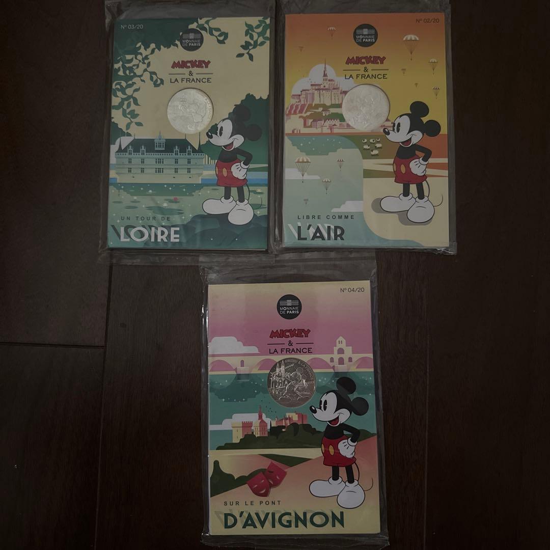 りんご フランス国立造幣局【モネドパリ】ミッキー10ユーロ銀貨3枚セット