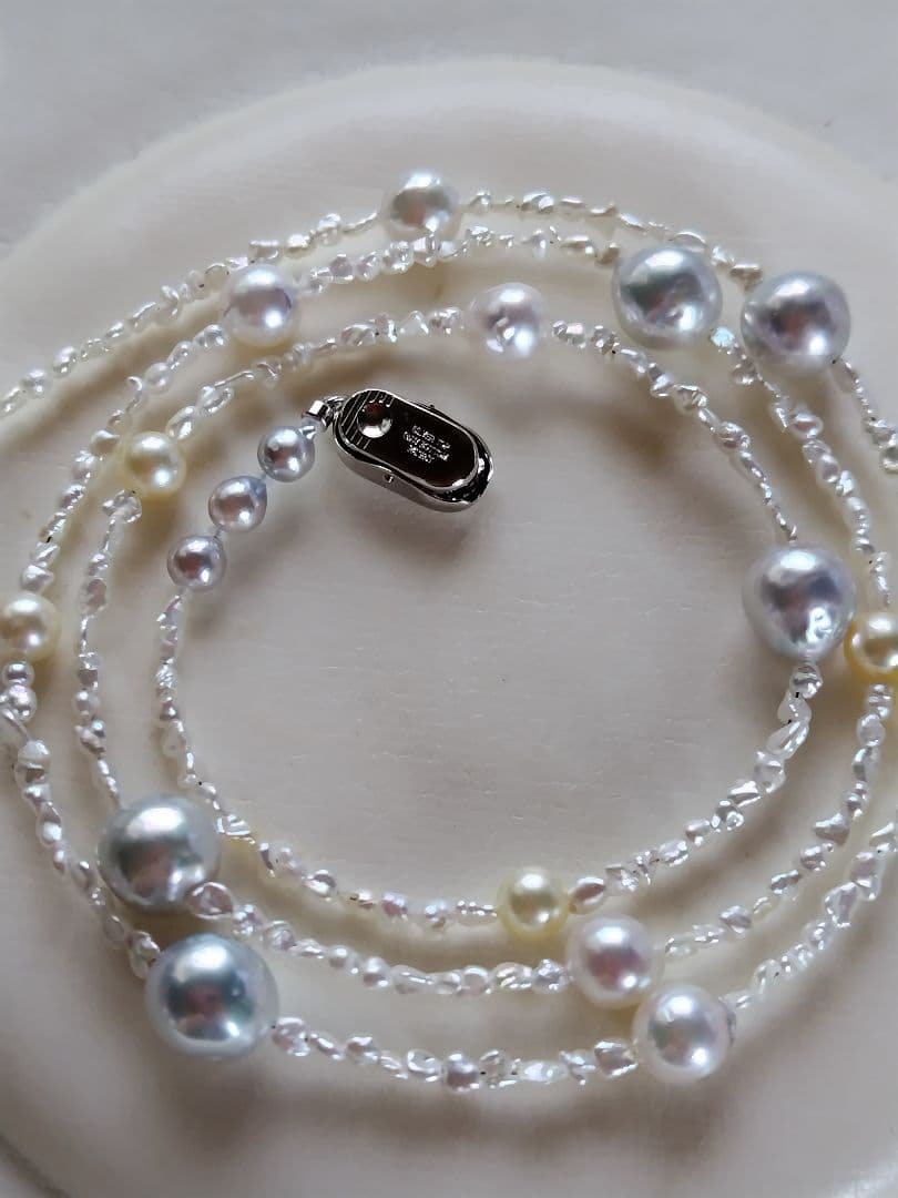 各サイズの、アコヤ真珠、あこや芥子パールの、セミロングネックレス