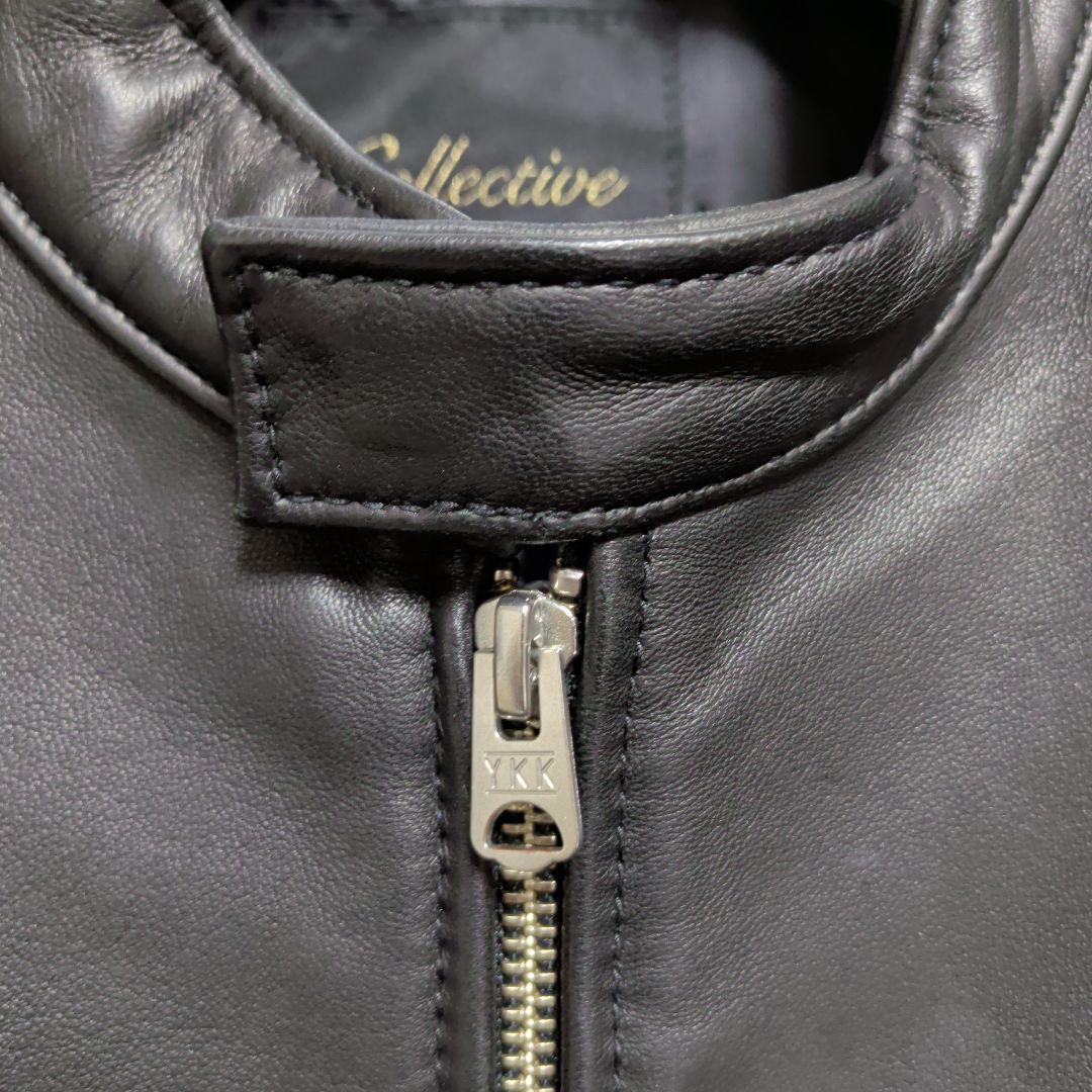 メンズビギ　コレクティブ　シングルライダース　羊革　レザージャケット　黒　S