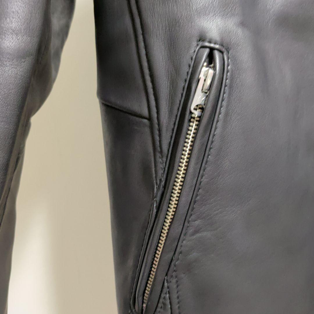 メンズビギ　コレクティブ　シングルライダース　羊革　レザージャケット　黒　S