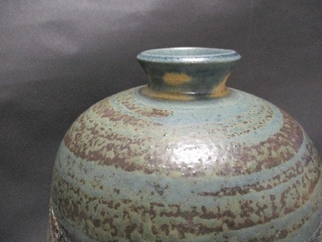 0914H　信樂燒 壶 竜山　山本竜山 　高さ24cm　 アンティーク　木箱付