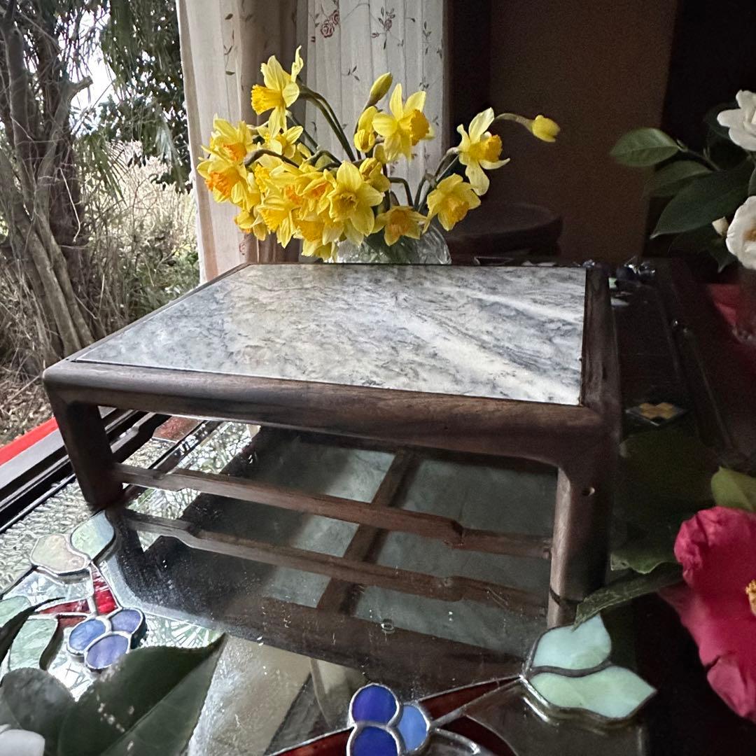 超限定7月16日20時迄‼️KUROGAKI❌大理石飾り台白❌黒黒柿孔雀杢飾台1客