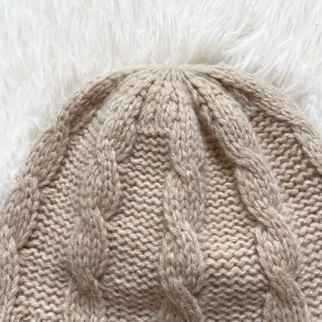 ヴィヴィアンウエストウッド　ニット帽　アンゴラ混　帽子　牛革　オーブ　ベージュ