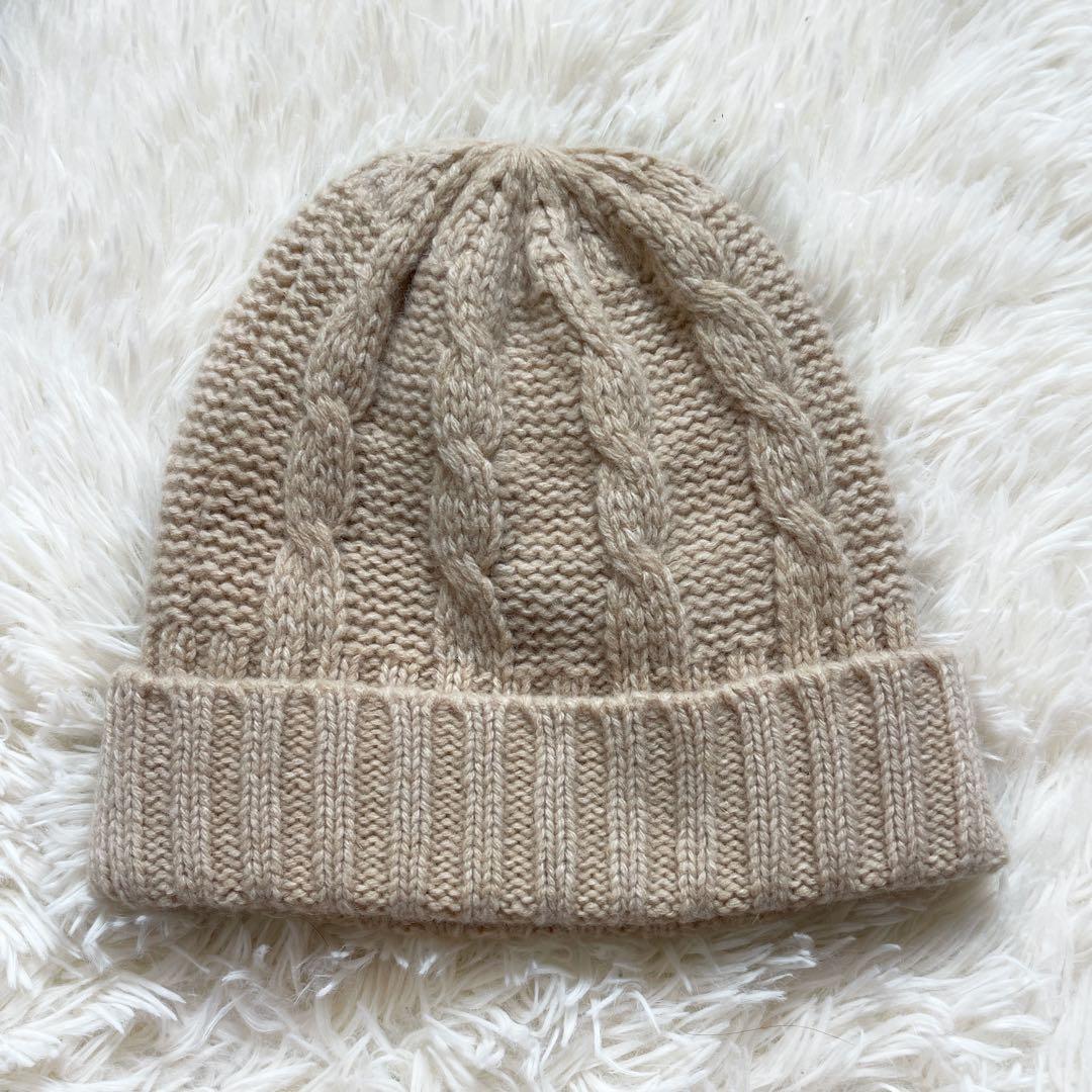 ヴィヴィアンウエストウッド　ニット帽　アンゴラ混　帽子　牛革　オーブ　ベージュ