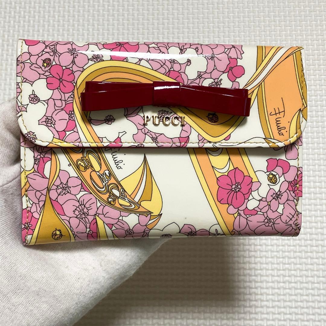 ・未使用EMILIOPUCCIエミリオプッチ　二つ折り財布　リボン　マルチカラー