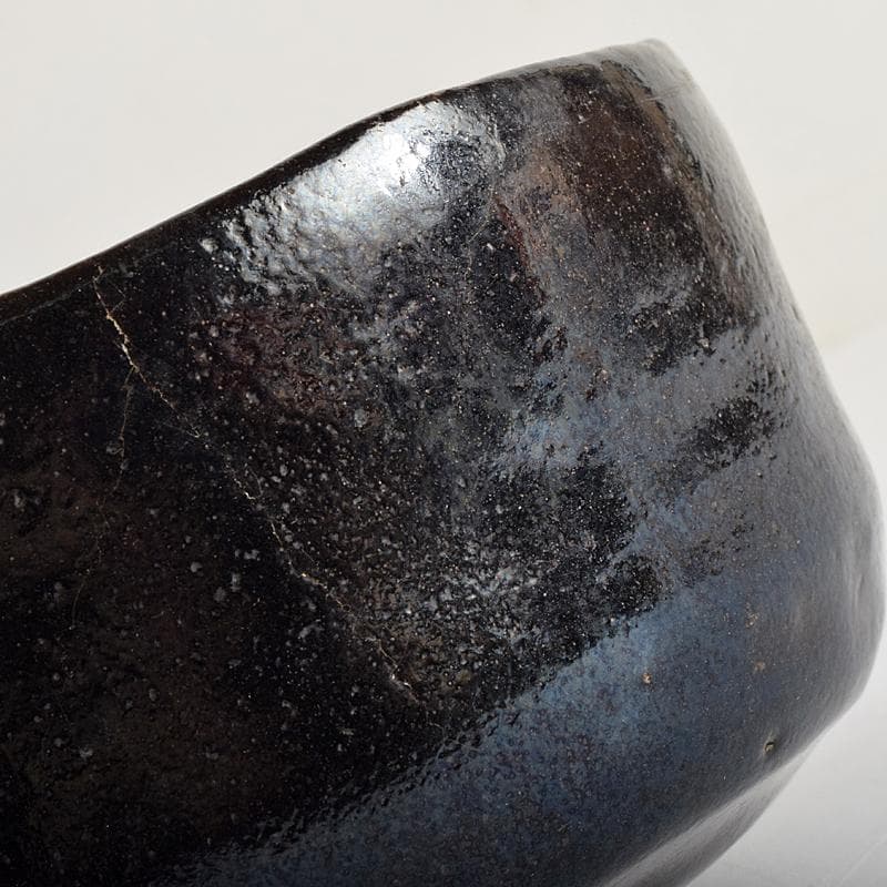 茶道具　楽吉左衛門　九代　了入作　黒楽茶碗　時代箱付　V　R9357