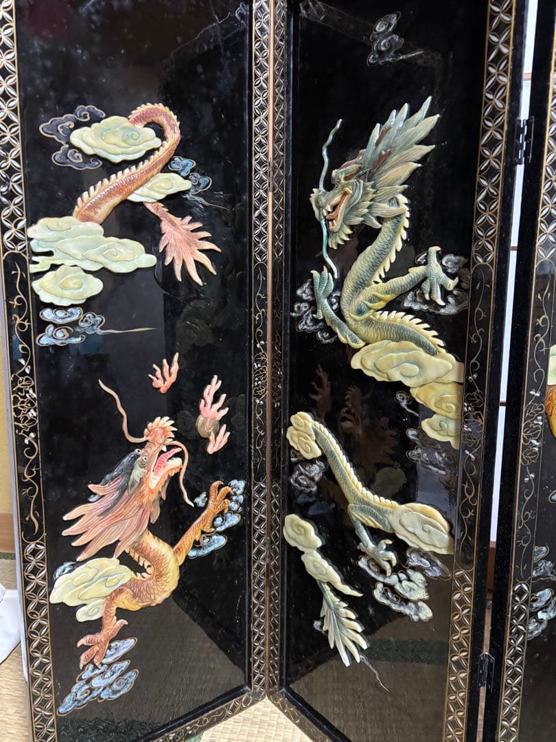 龍　屏風