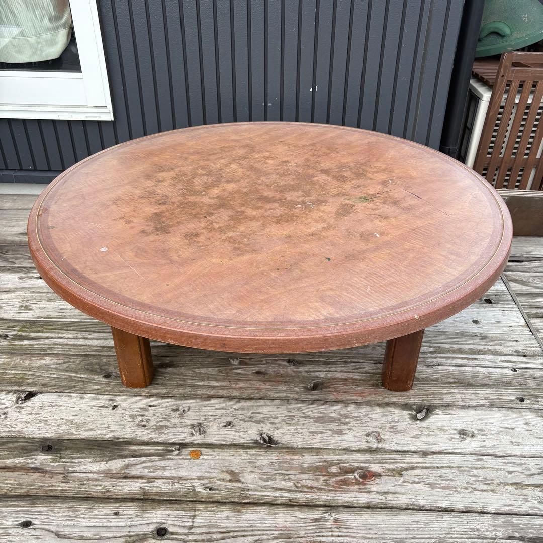 昭和レトロ 古家具 古材 円形 円型 木製ちゃぶ台 円卓 座卓 センターテーブル